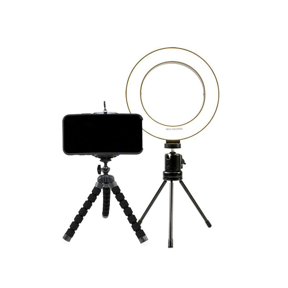 Kit Youtube Tiktok Insta Ring Light P + Tripé Celular Preto