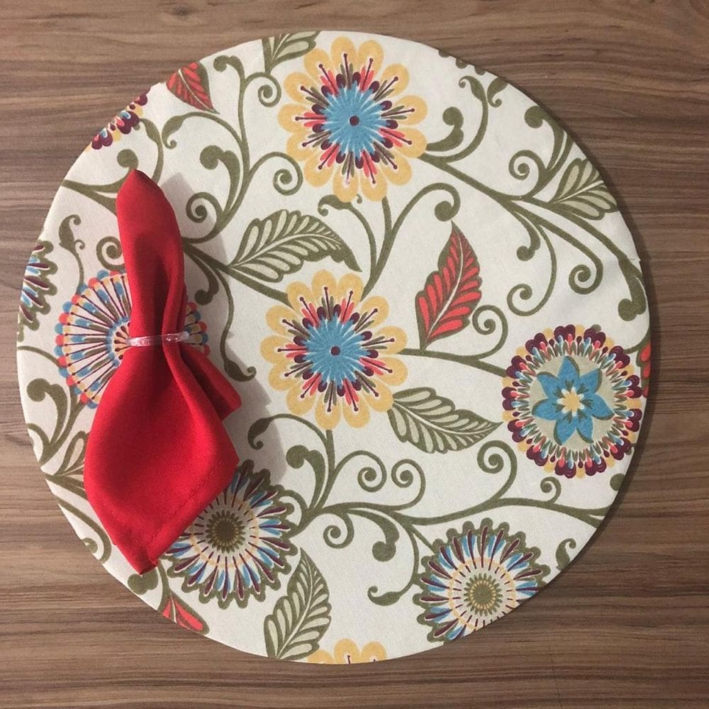 Jogo De Sousplat De Tecido 4 Lugares Completos Vermelho