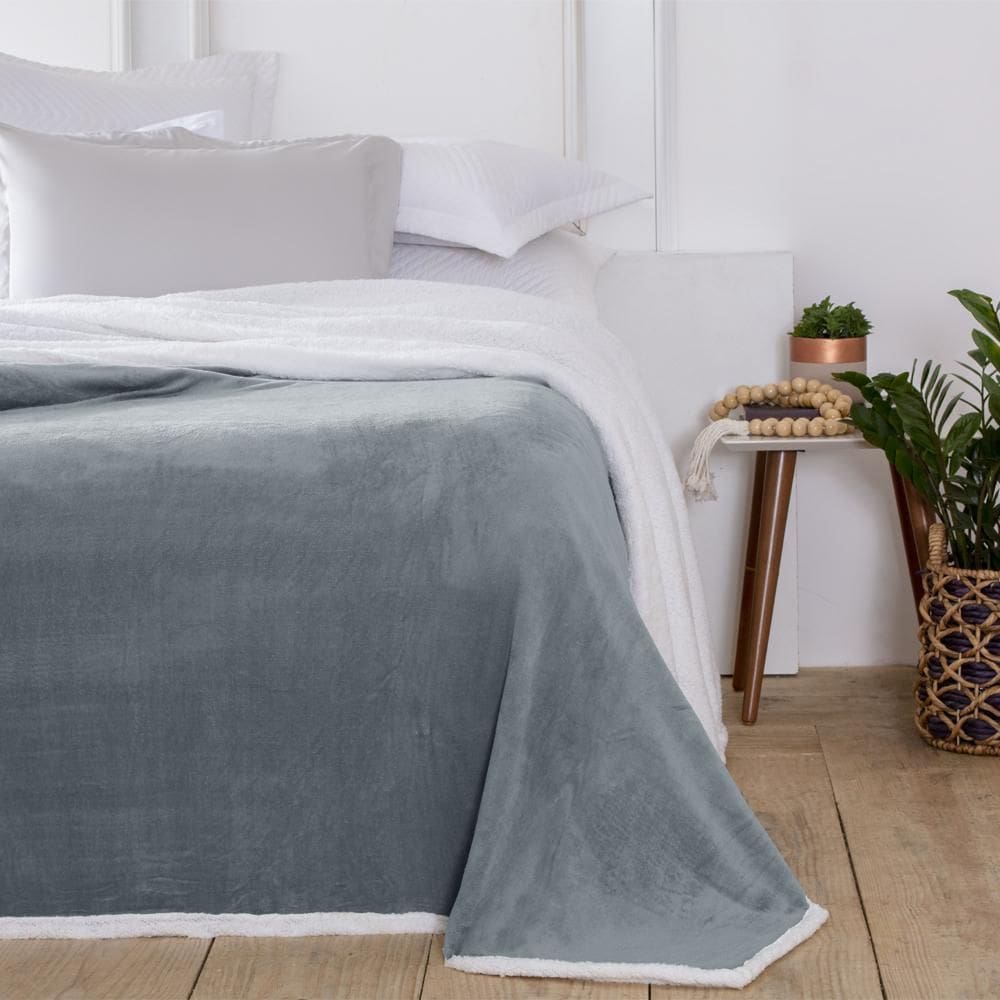 Cobertor Casal Com Sherpa Corttex Austria Cinza