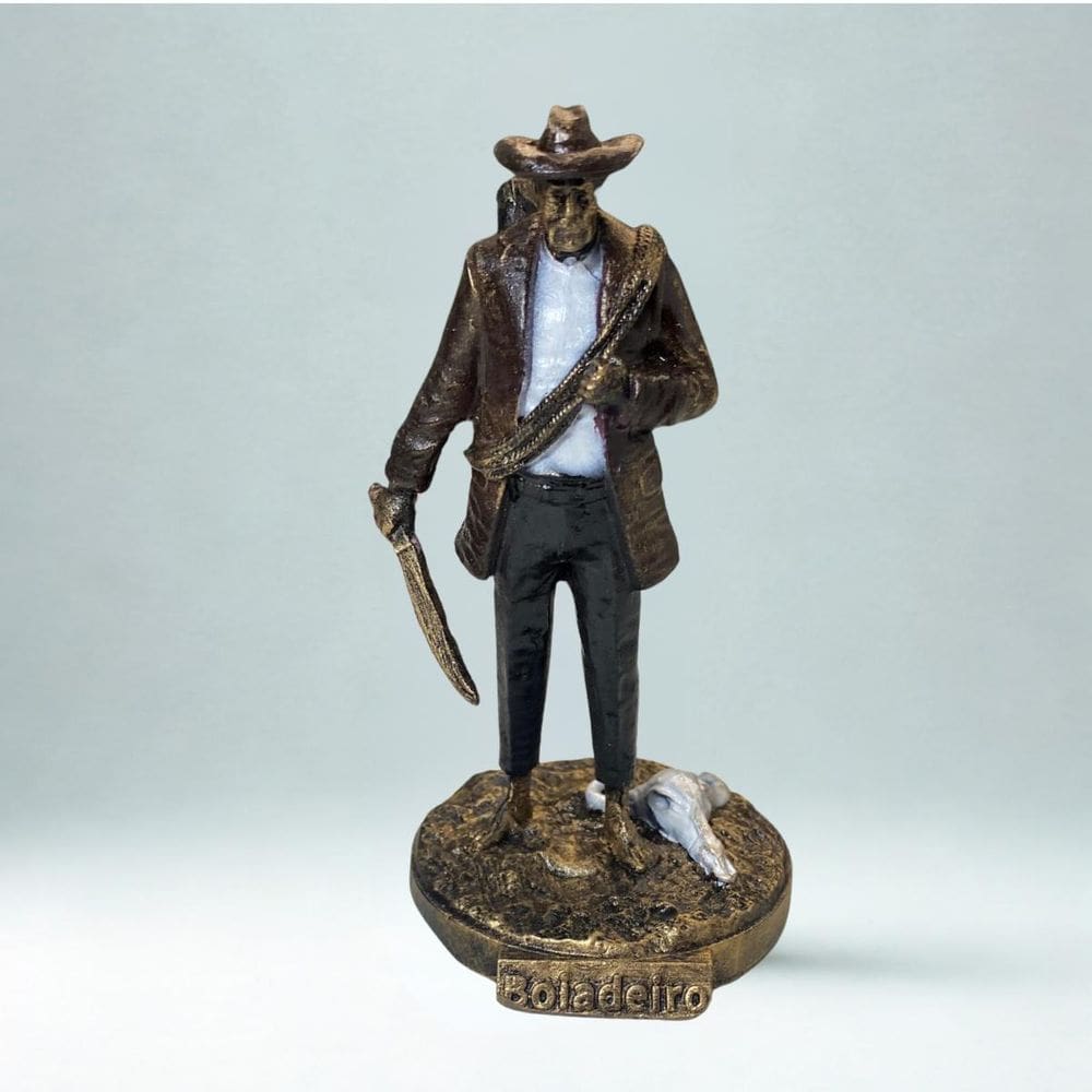 Escultura Boiadeiro Do Tempo Vintage Em Resina 11Cm
