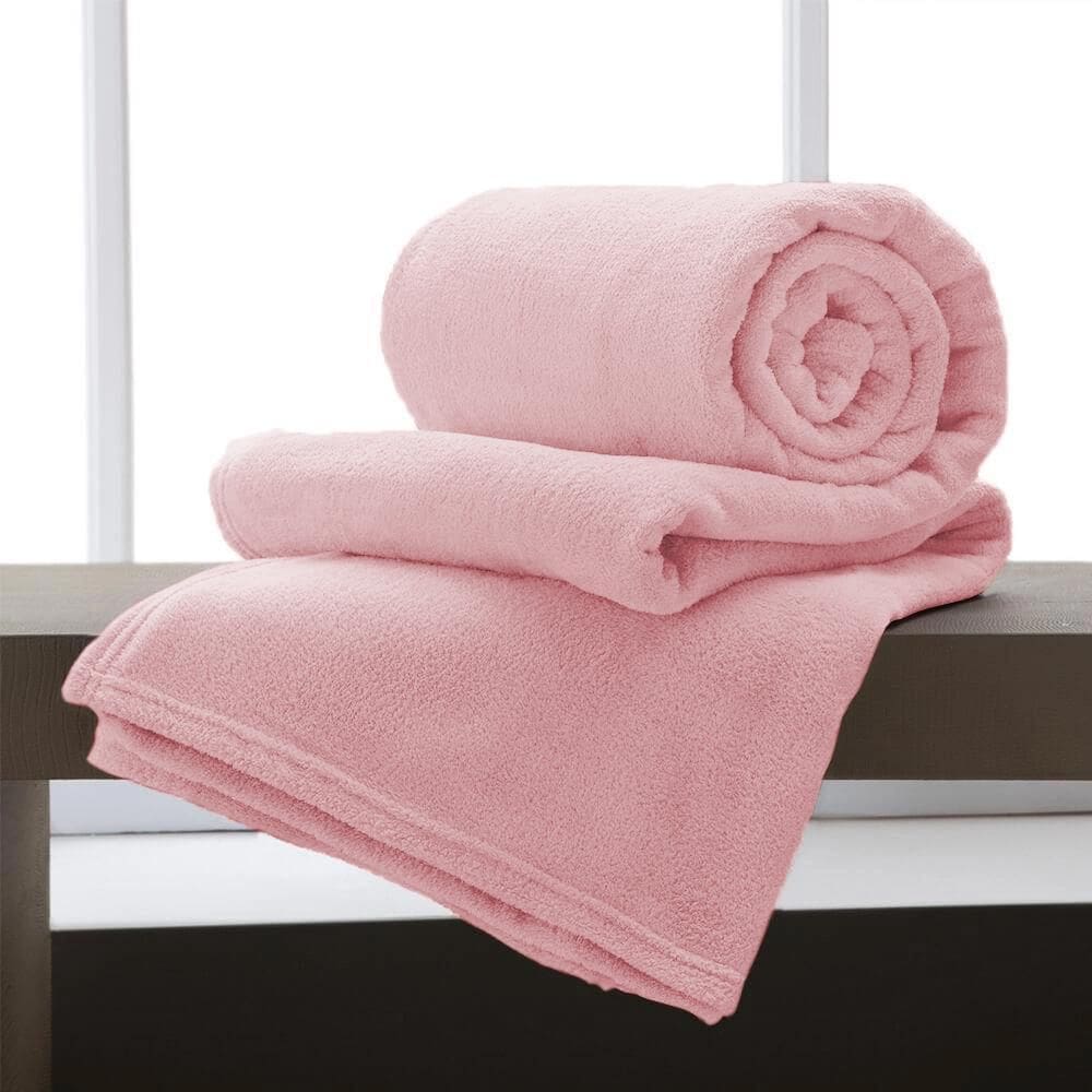 Manta De Microfibra Casal Andreza Rosa 1,80M X 2,20M