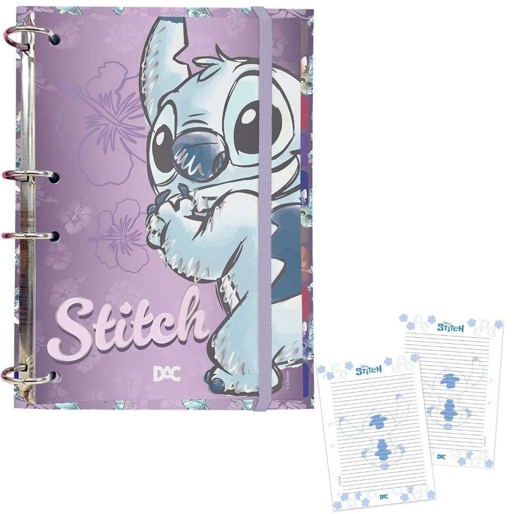 Caderno Fichário Argolado Colegial Stitch 144Fl - 5317 - Dac