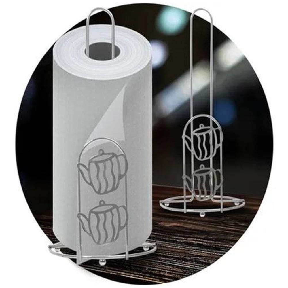 Suporte Porta Rolo Papel Toalha Vertical De Mesa Aço Inox
