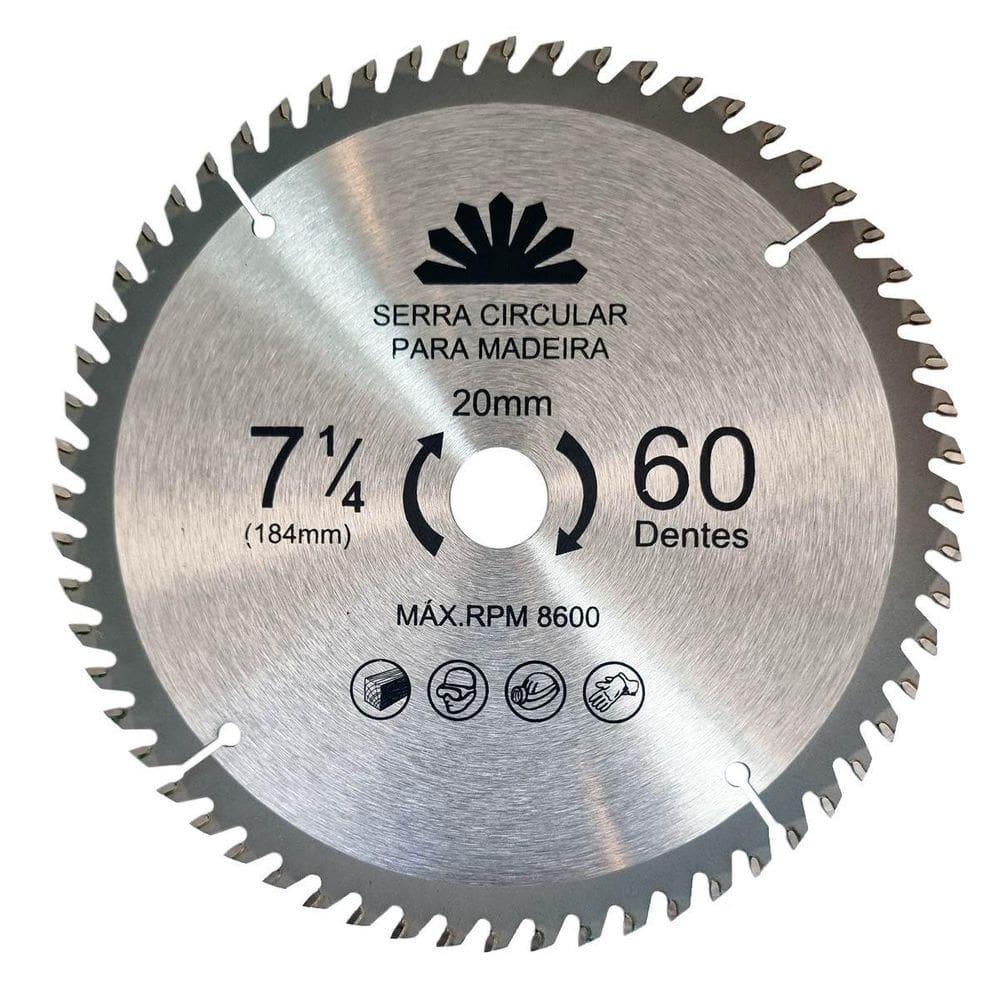 Lâmina De Serra Circular 185Mm 7-1/4 Para Madeira 60 Dentes