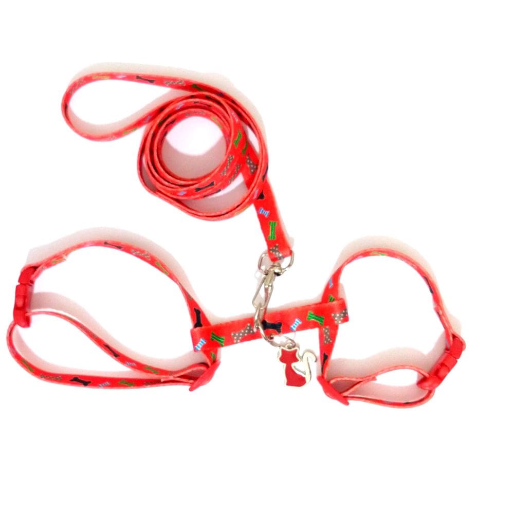 Conjunto Peitoral Gatos Vermelho Tam. Único 12Cm a 22Cm