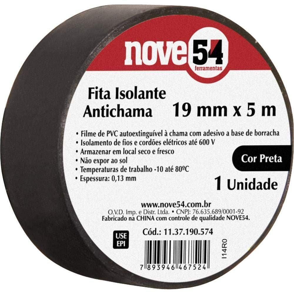 Fita Isolante 19 Mm X 5 M Preta - Nove54