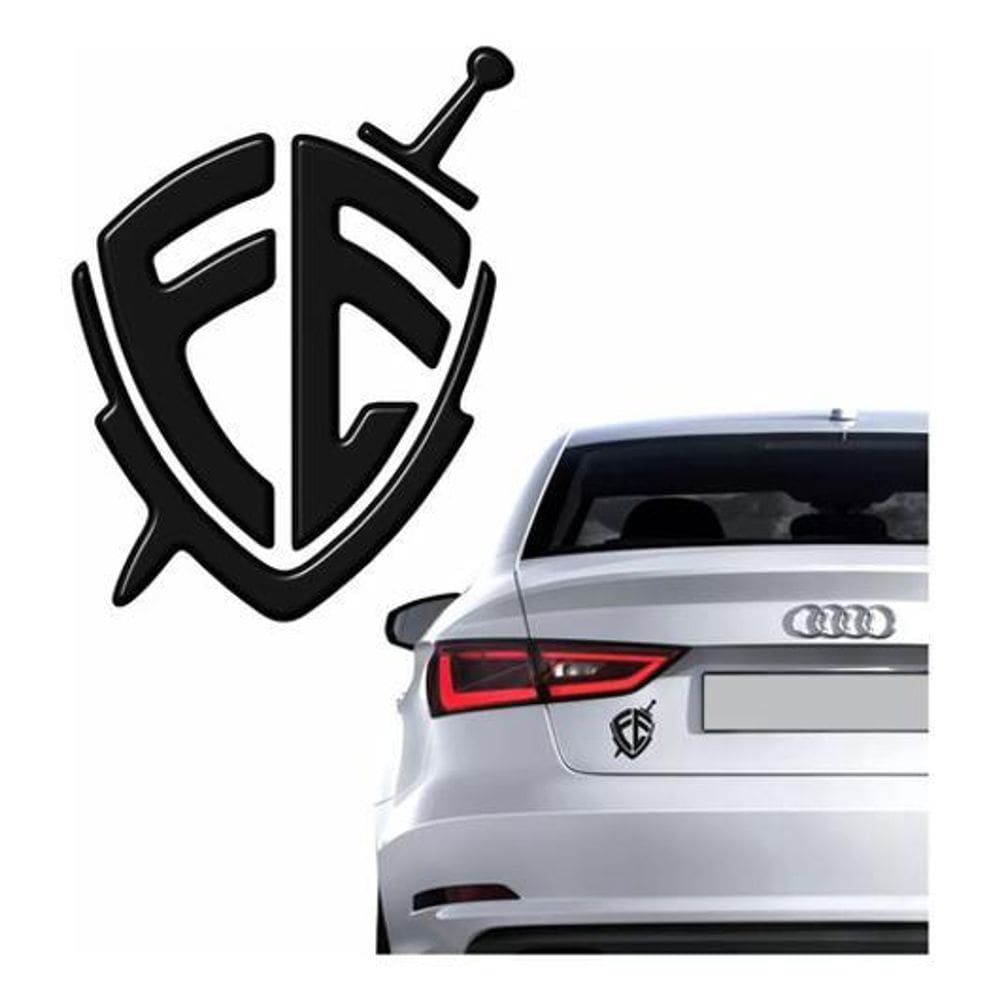 Adesivo Fé Resinado 3D Preto Para Carro Emblema Res09