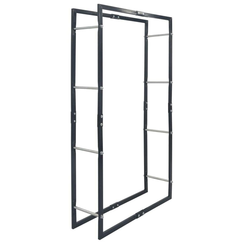 Prateleira de lenha vidaXL Steel Compact Tall Black para lareiras
