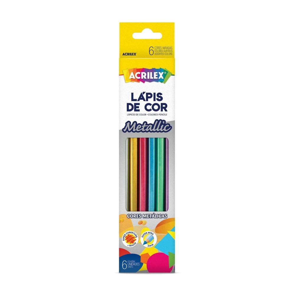 Lapis De Cor Metalico 6 Cores Acrilex