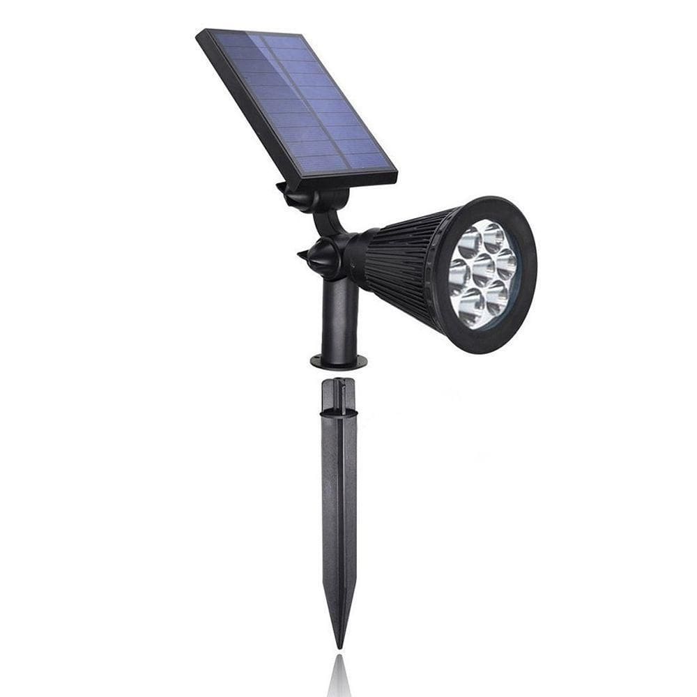 Luminária Solar 7 Leds Rgb Jardim Espeto Automatico Placa