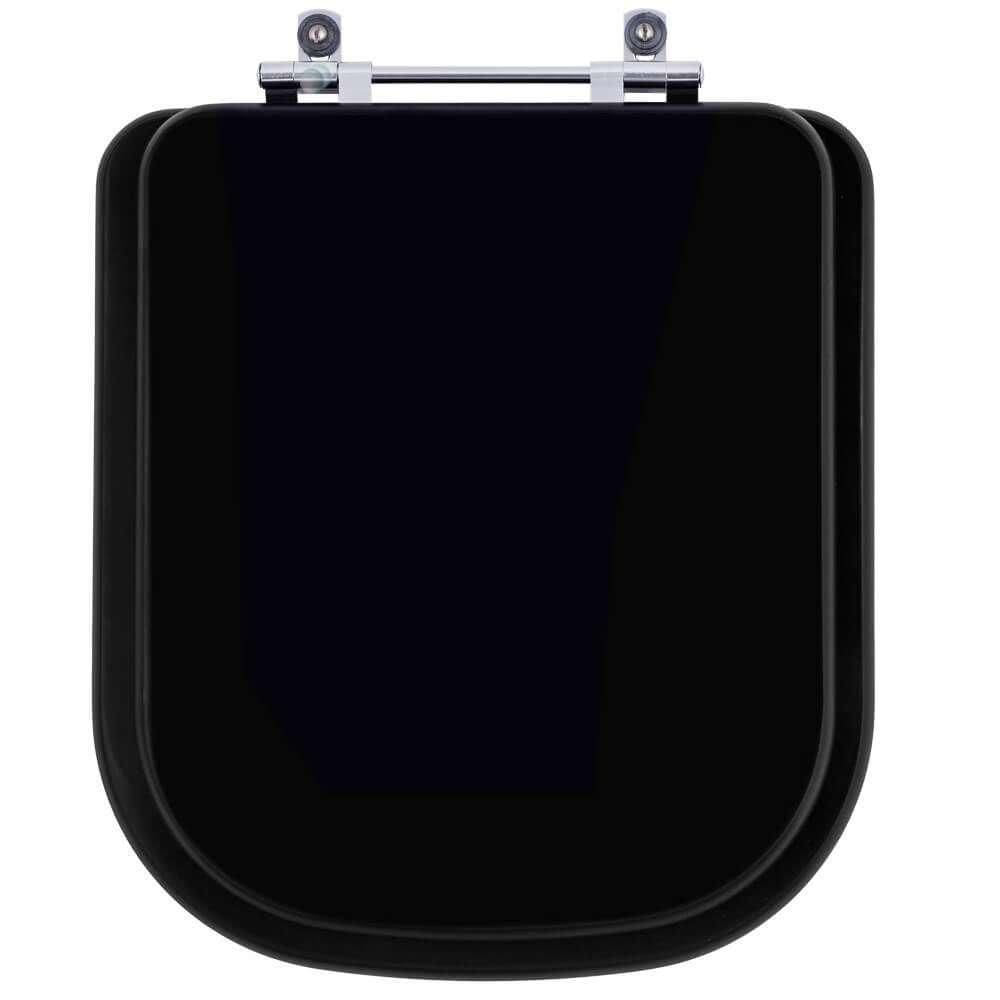 Assento Sanitário Poliester Debba Matte Black para vaso Roca