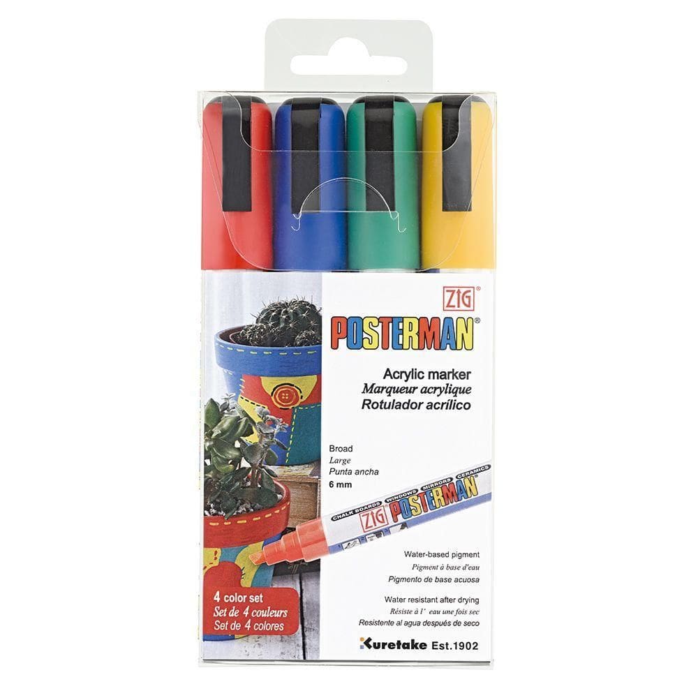 Marcador Zig Posterman Pma-50 Estojo 4 Cores Básicas