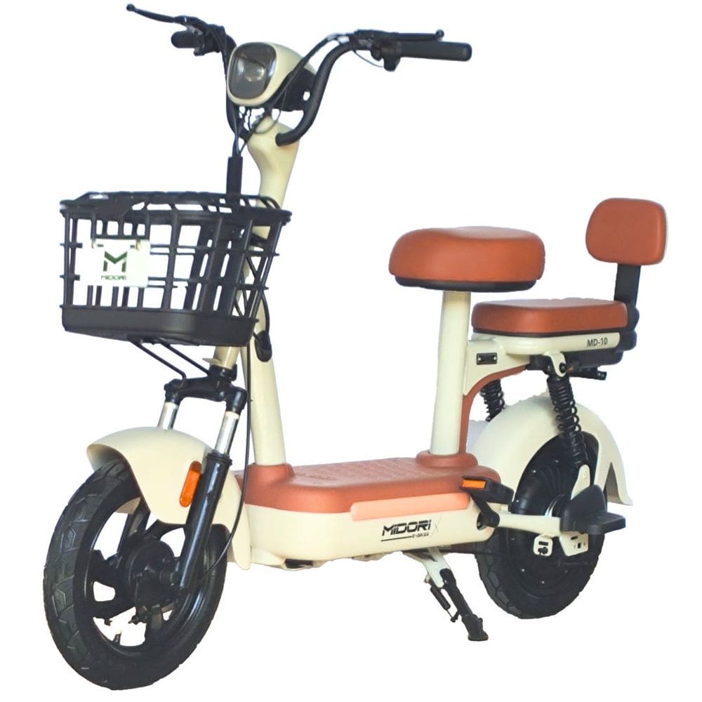 Bicicleta Elétrica Scooter Autopropelida com Alarme 500W 48V MD-10 Bege Midori