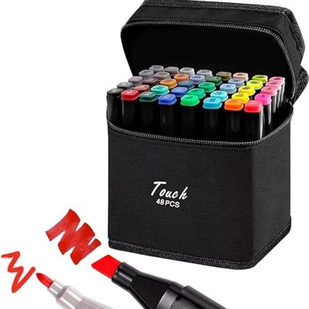 Conjunto Canetinhas Profissionais 48 Cores Duplas Pontas