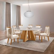 Sala de Jantar 6 Cad c Vidro 1,35m - Rubi Veneza - LJ Móveis