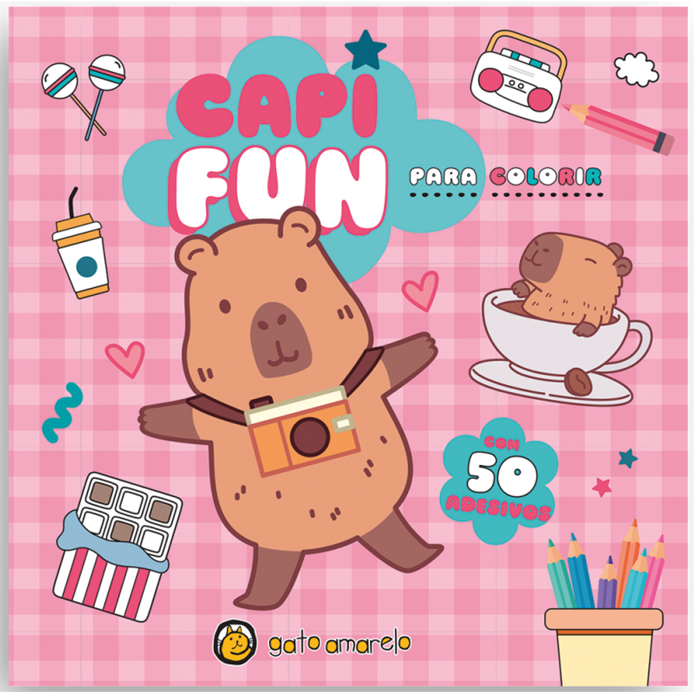 Capi Cute Para Colorir: Capivara Para Colorir Com 50 Adesivos