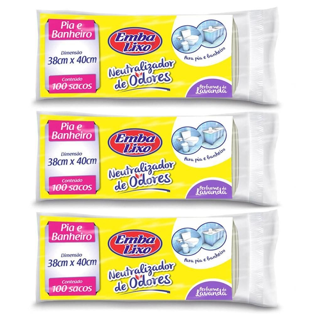 Saco Para Lixo Pia E Banheiro Neutraliza Odores C/300