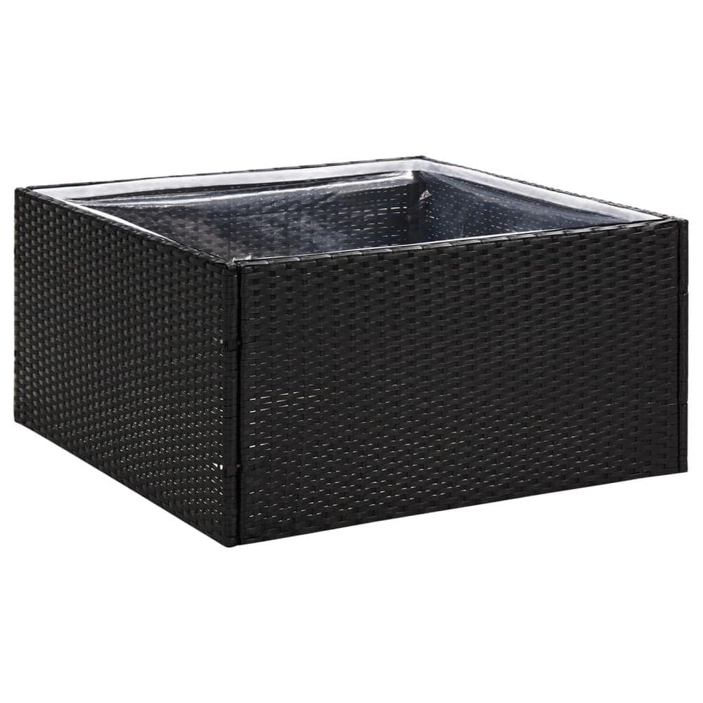 Plantador de jardim vidaXL Square Poly Rattan com estrutura de aço