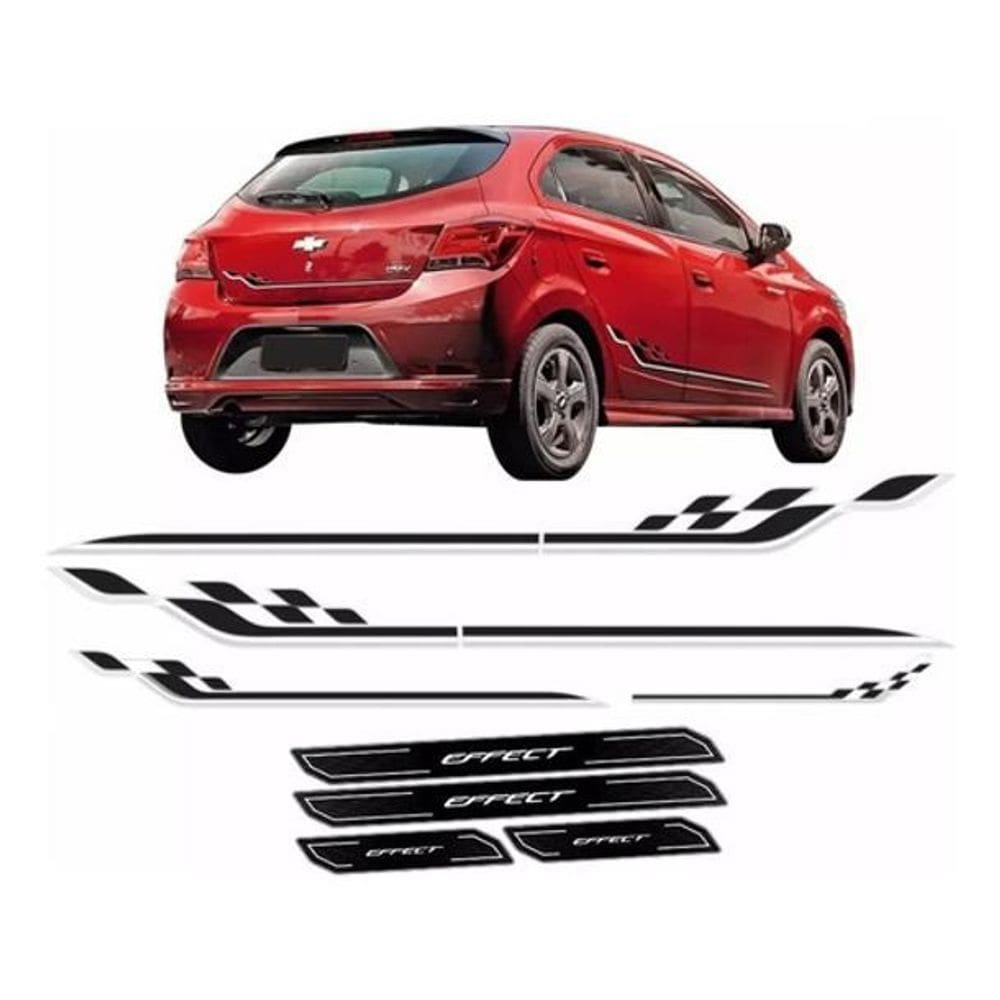 Kit Adesivo Faixa Lateral Traseira Onix Effect + Soleira