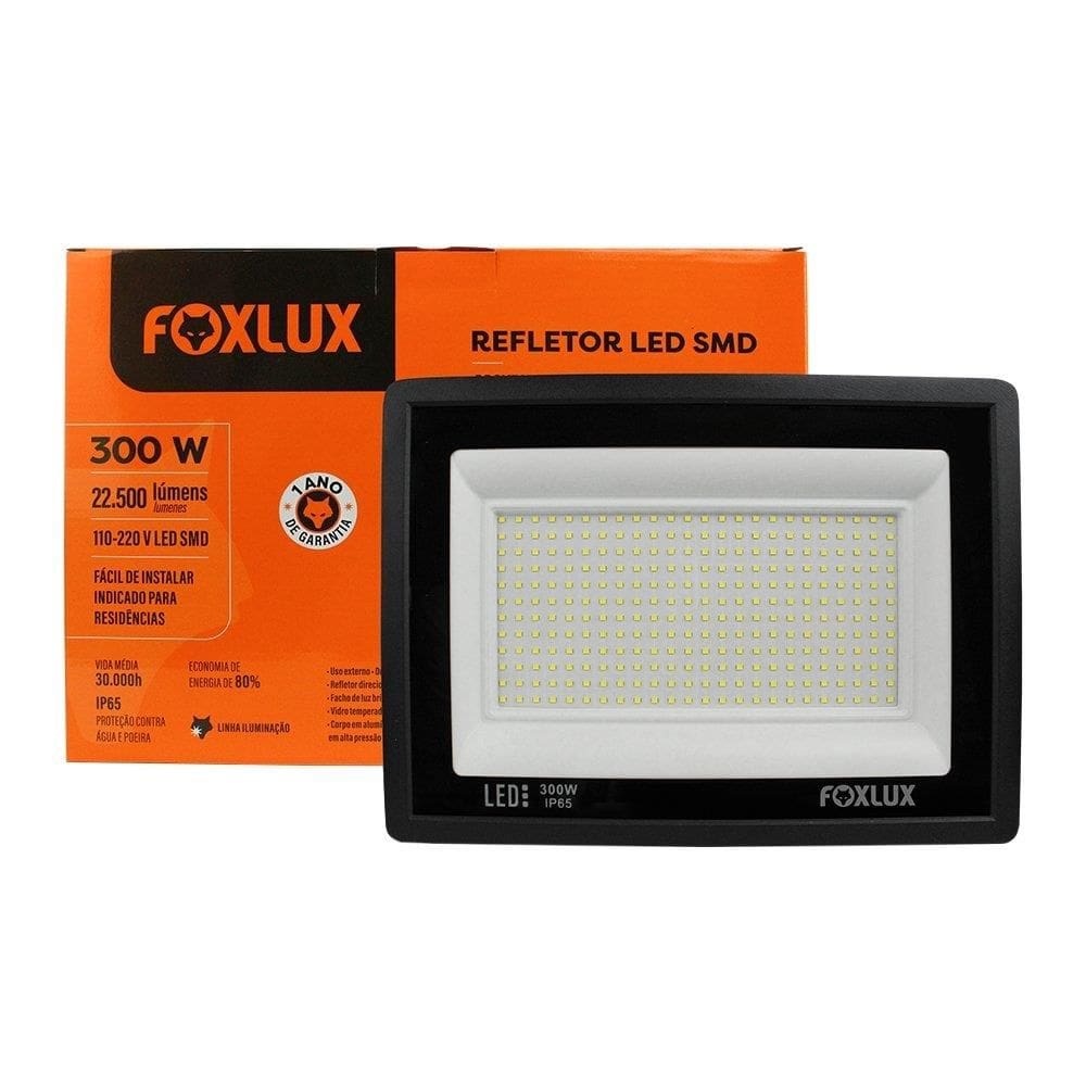 Refletor Foxlux LED 300W, 6,5k, Preto