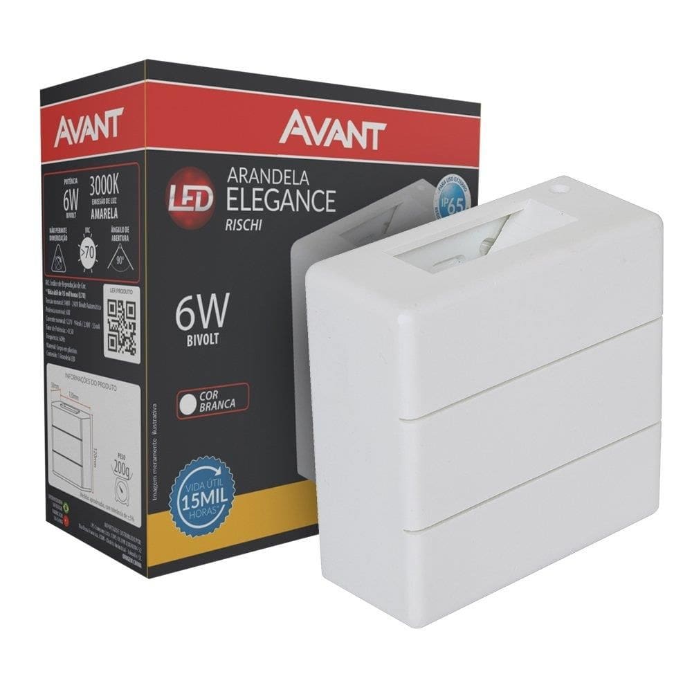 Luminária LED Avant Arandela Elegance Rischi Ip65 6W Branco 3000k 360lm