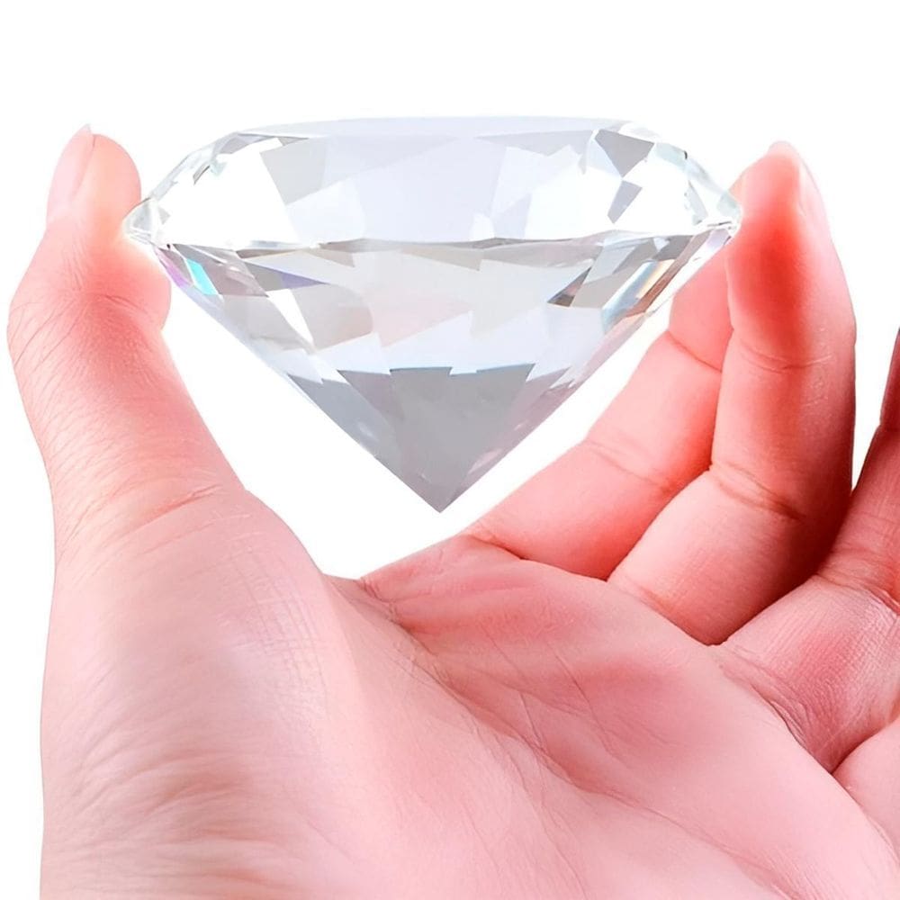 Pedra Decorativa Formato Diamante Cristal Peso De Papel