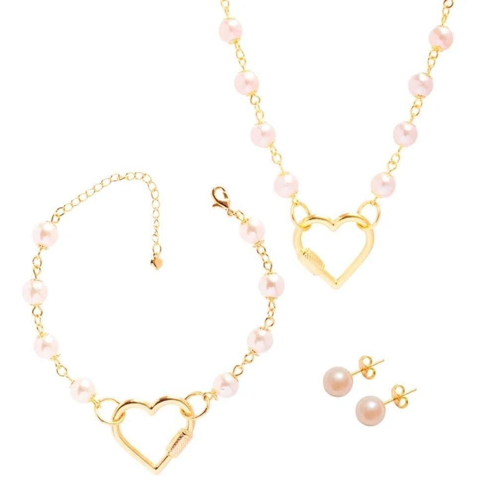 Conjunto Colar, Brinco E Pulseira Armazém Rr Bijoux Pérolas