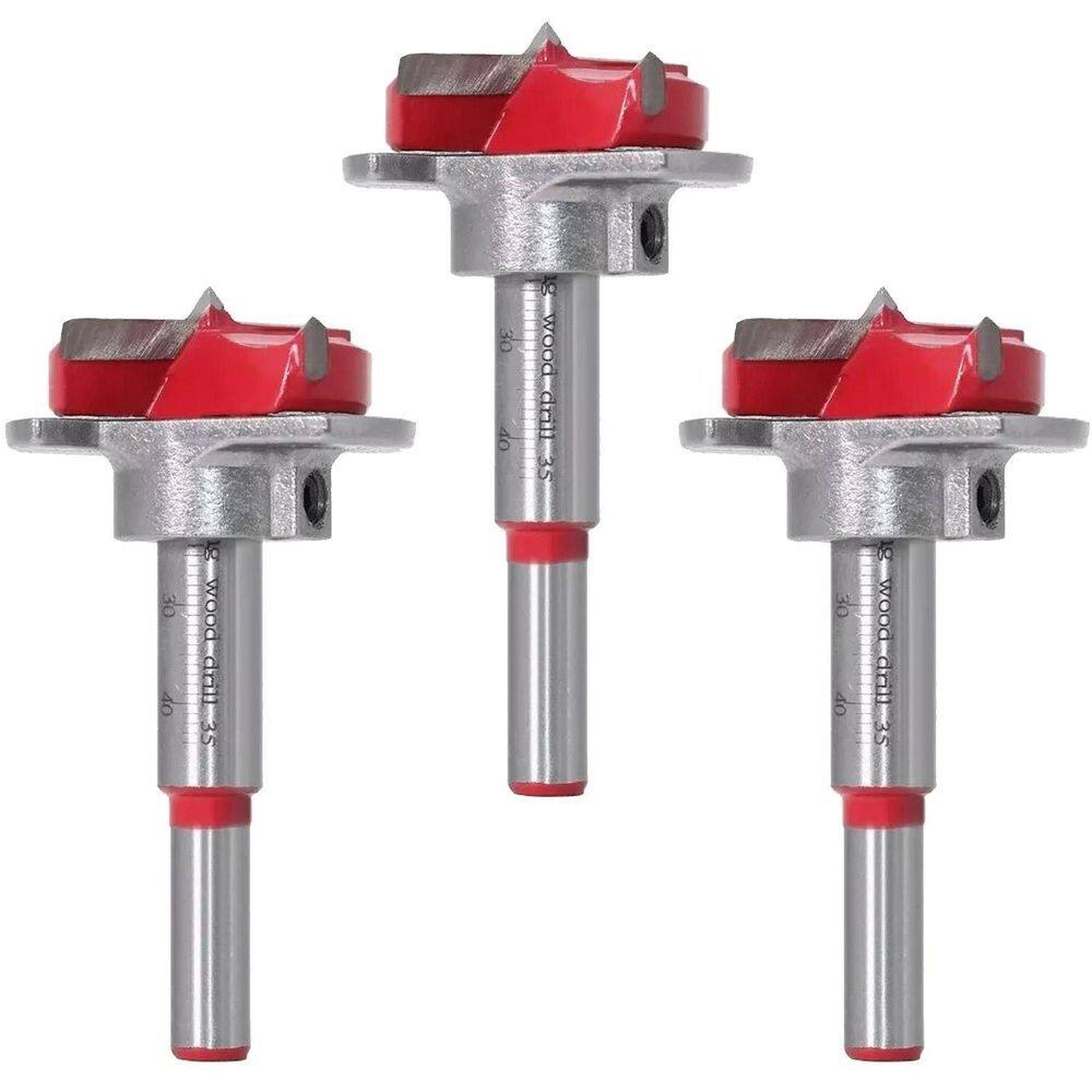 Kit 3 Fresa Broca Forstner 35Mm Dobradiça Caneco E Limitador