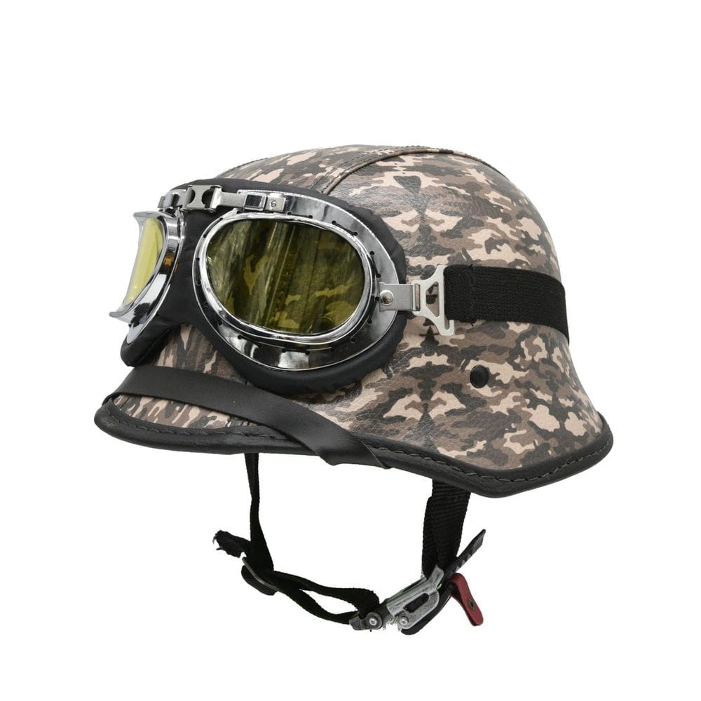 Capacete Br101 Alemão Camuflado Marrom Oculos Amarelo Gg