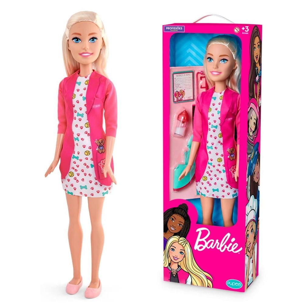 Brinquedo Barbie Large Doll Veterinária 68Cm Com Acessórios