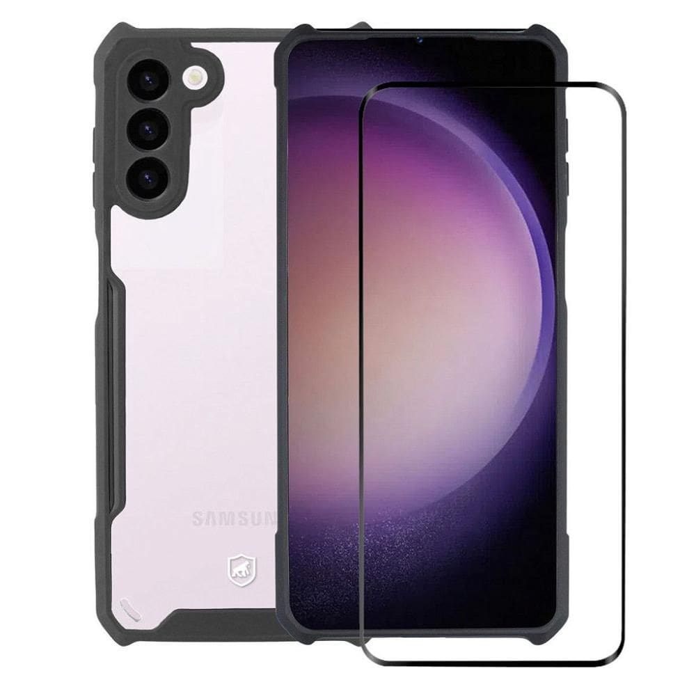Kit Capa Dual Shock X e Pelicula Dual Glass Preta para Samsung Galaxy S23 Plus - Gshield