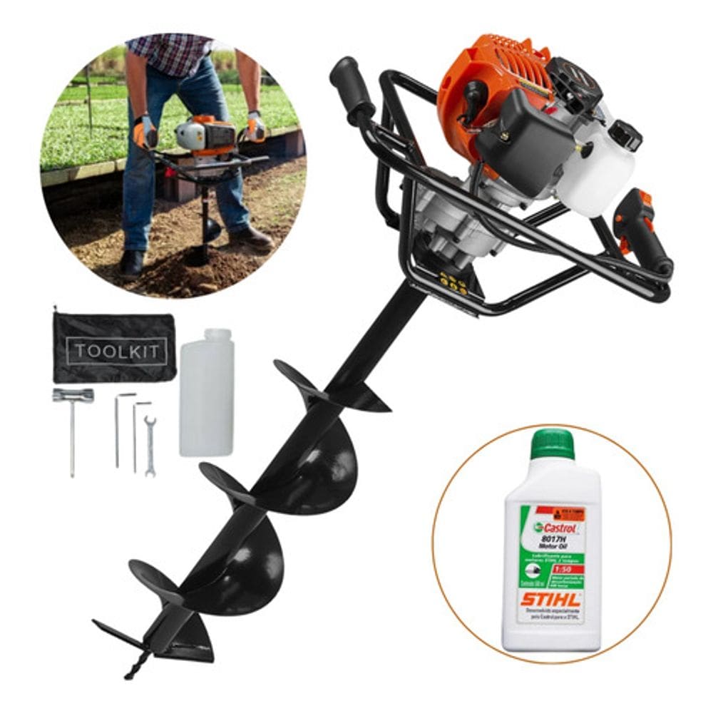 Perfurador De Solo Tekna Broca + 80x20 Ea52 + Oleo 2t Stihl