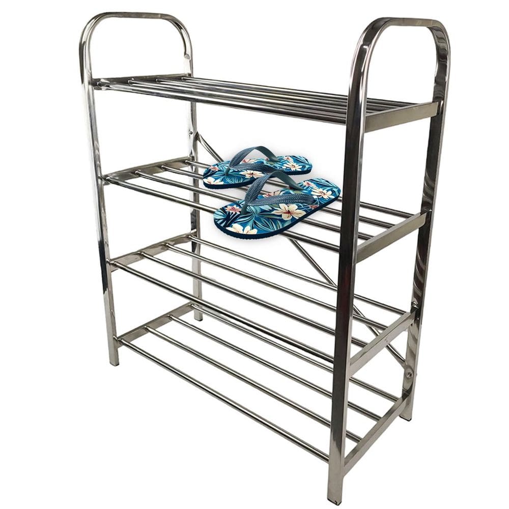 Sapateira Inox 4 Andares 12 Pares Calçado Tenis Sapato Hall de Entrada Corredor Quarto Prateleira Multiuso Organizaçao