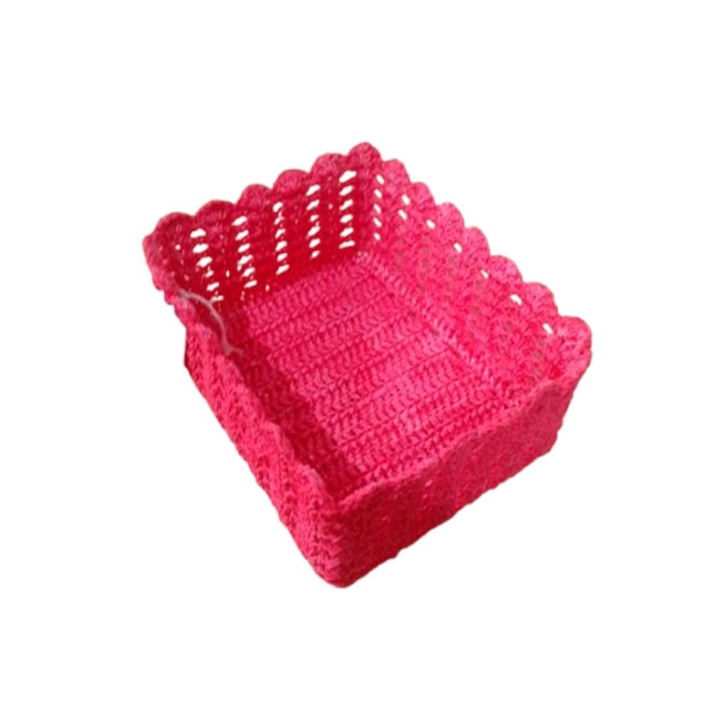 Cesto Organizador de Croche Branco Retangular 28 x 18 cm