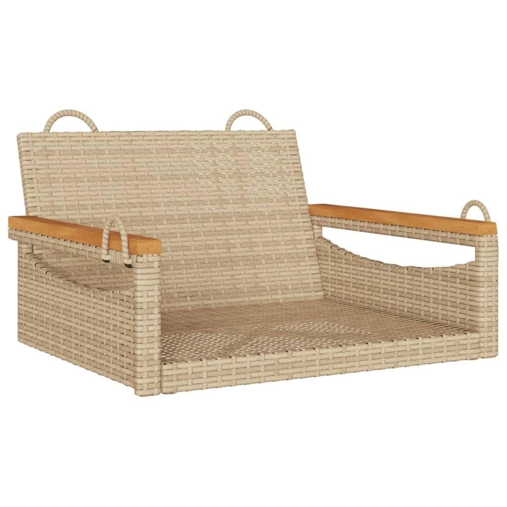 Cadeira de rede suspensa Swing Bench VidaXL Beige Poly Rattan