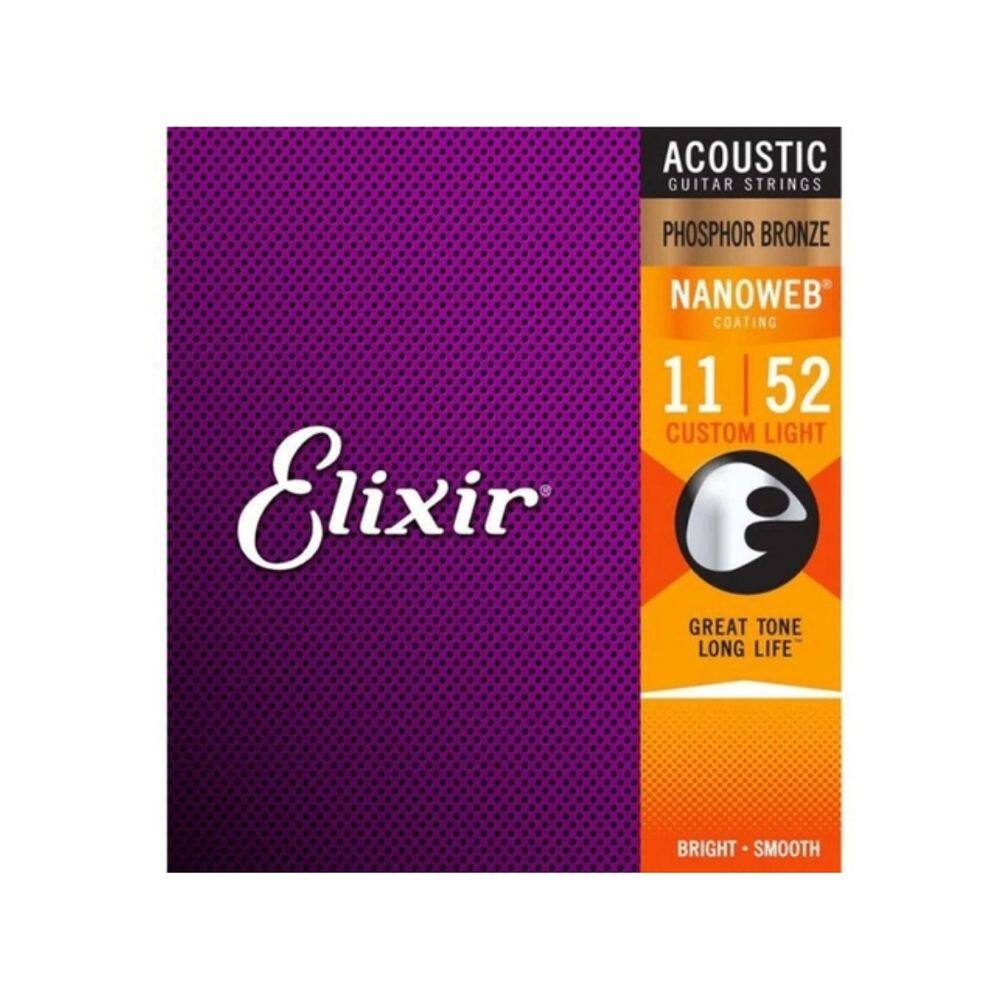 Cordas 011 Custom Light Phosphor Violão Aço Elixir