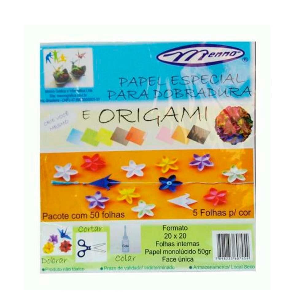 Papel Dobradura 16X16 Origami 50 Folhas 5 Cores Menno