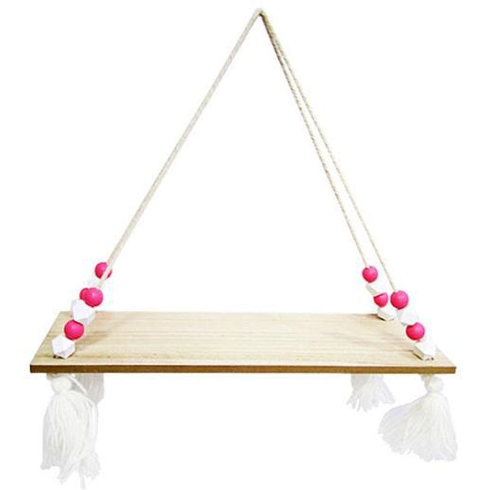 Prateleira Retangular Decorativa Madeira Cordão Parede