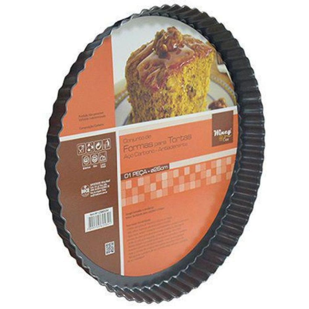 Forma Assadeira Redonda Para Torta Bolo Aço Carbono 26 Cm