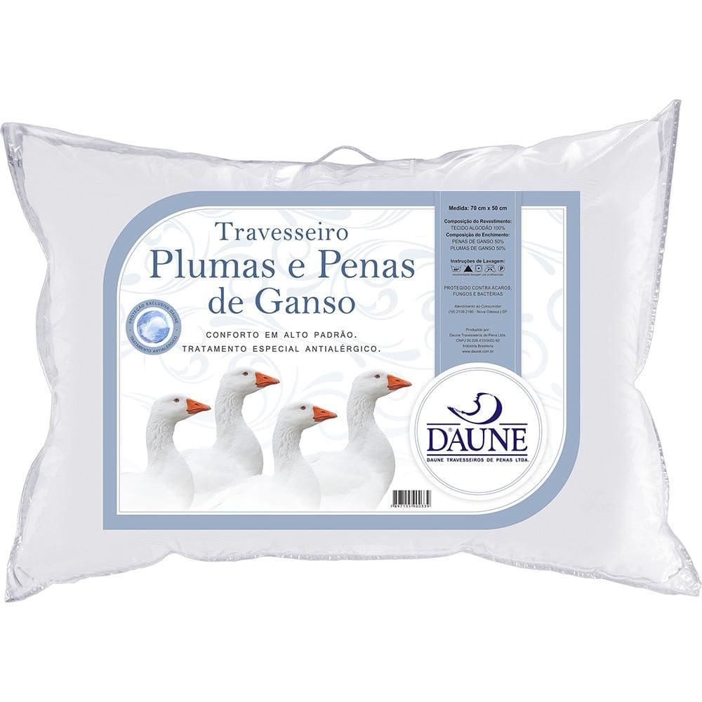 Travesseiro Daune 50% Plumas 50% Penas 50x70