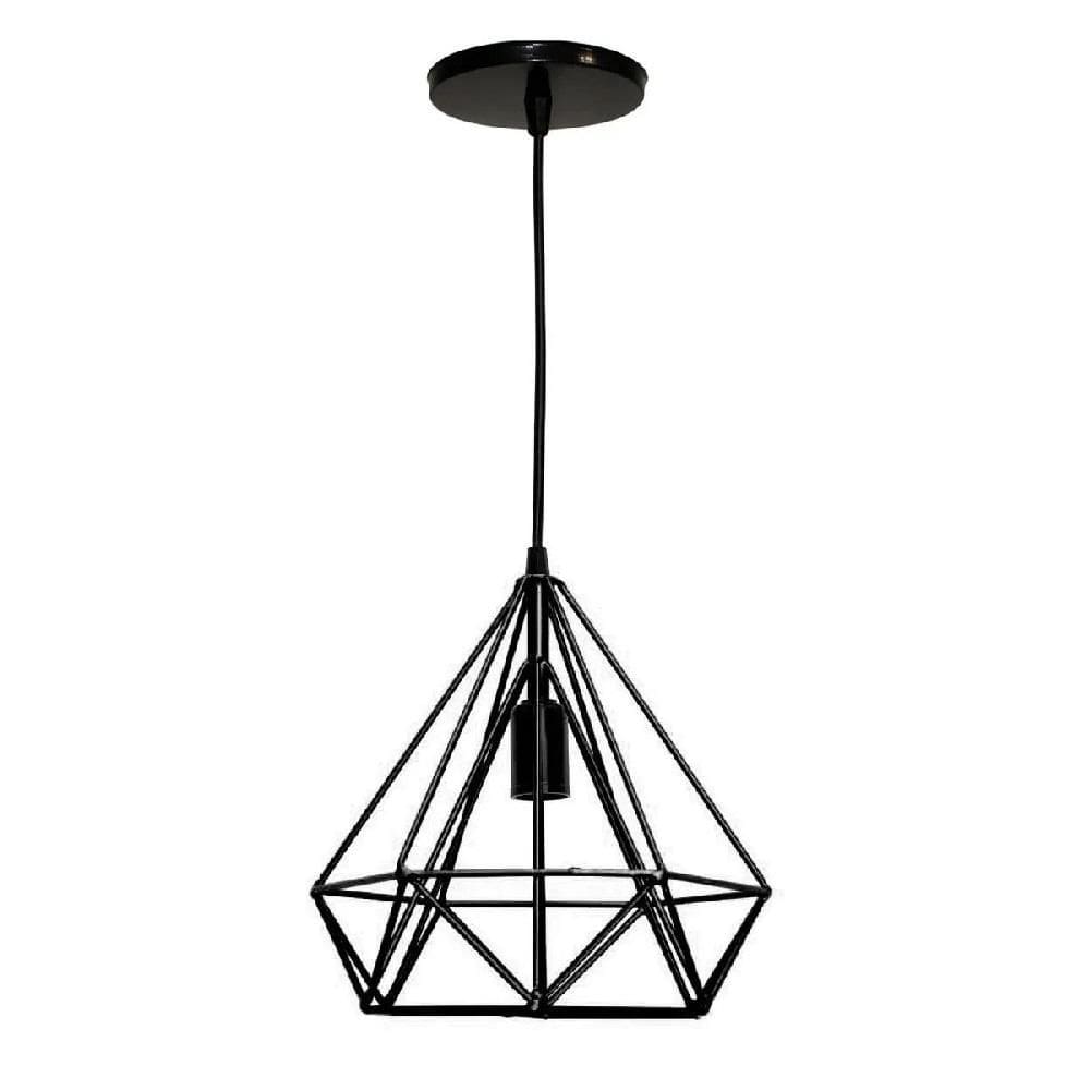 Pendente Luminária Lustre Aramado Diamante - Preto