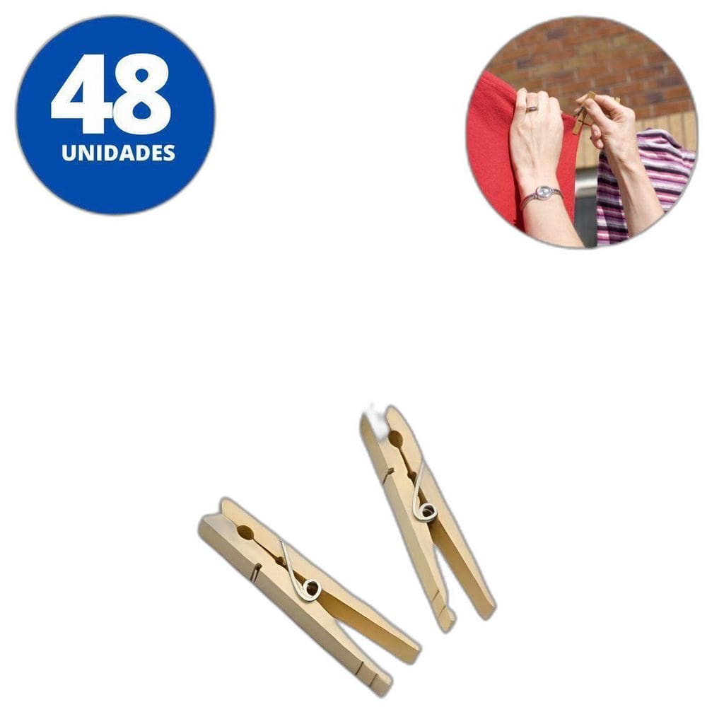 Prendedor De Roupas Em Madeira 48 Un Utilimix