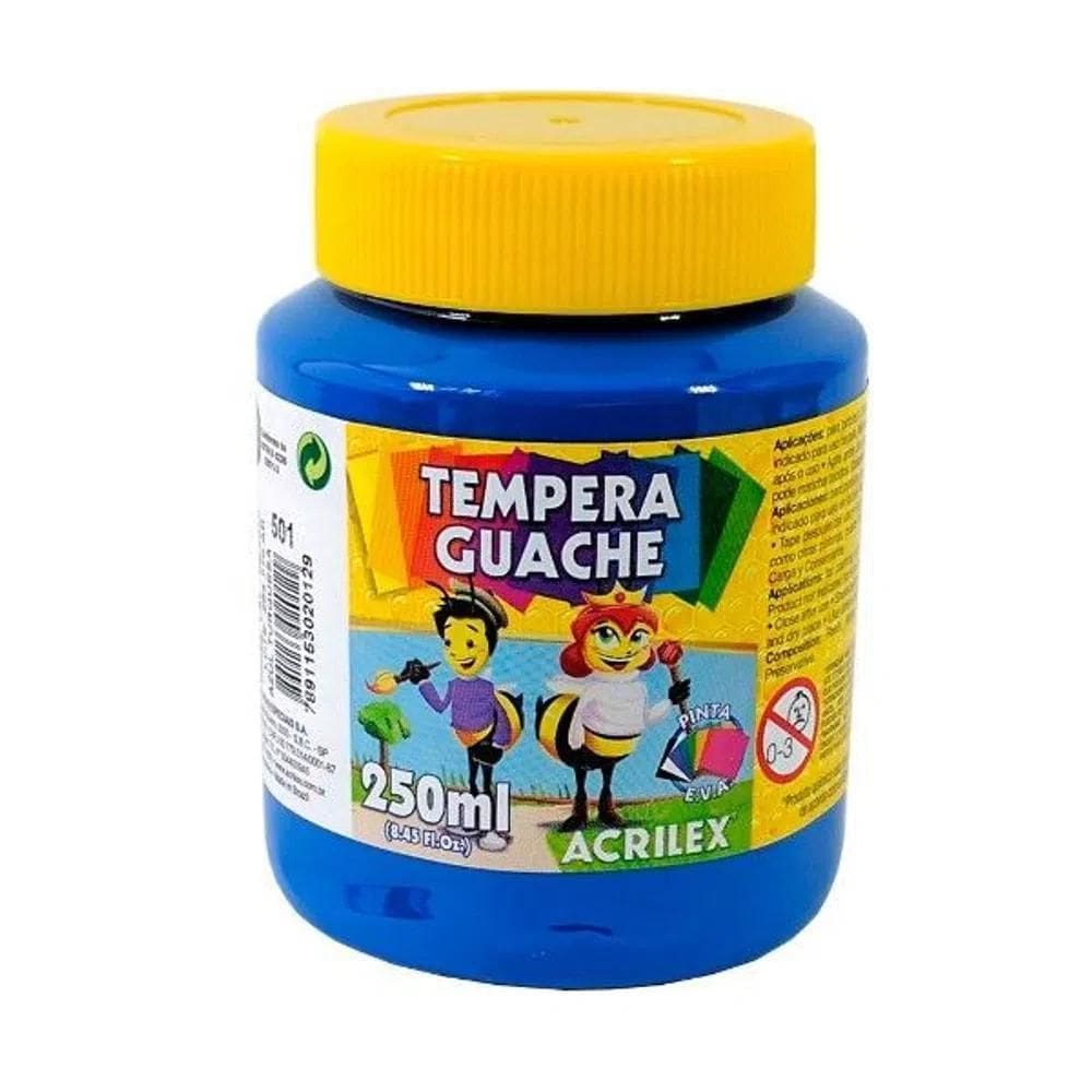 Tinta Tempera Guache Azul 250Ml - Acrilex