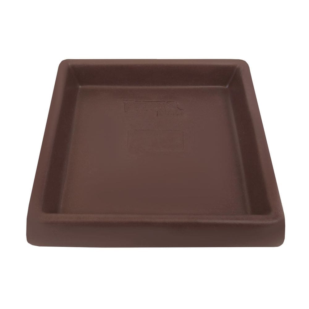 Prato Base Quadrado Vaso Planta Em Polietileno 24 Cm Marrom