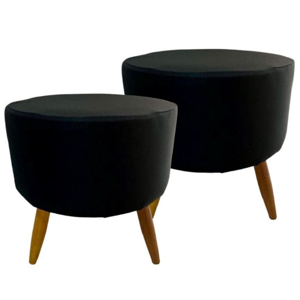 Kit 2 Capas Para Puff Redondo Pé Palito Malha Com Elástico