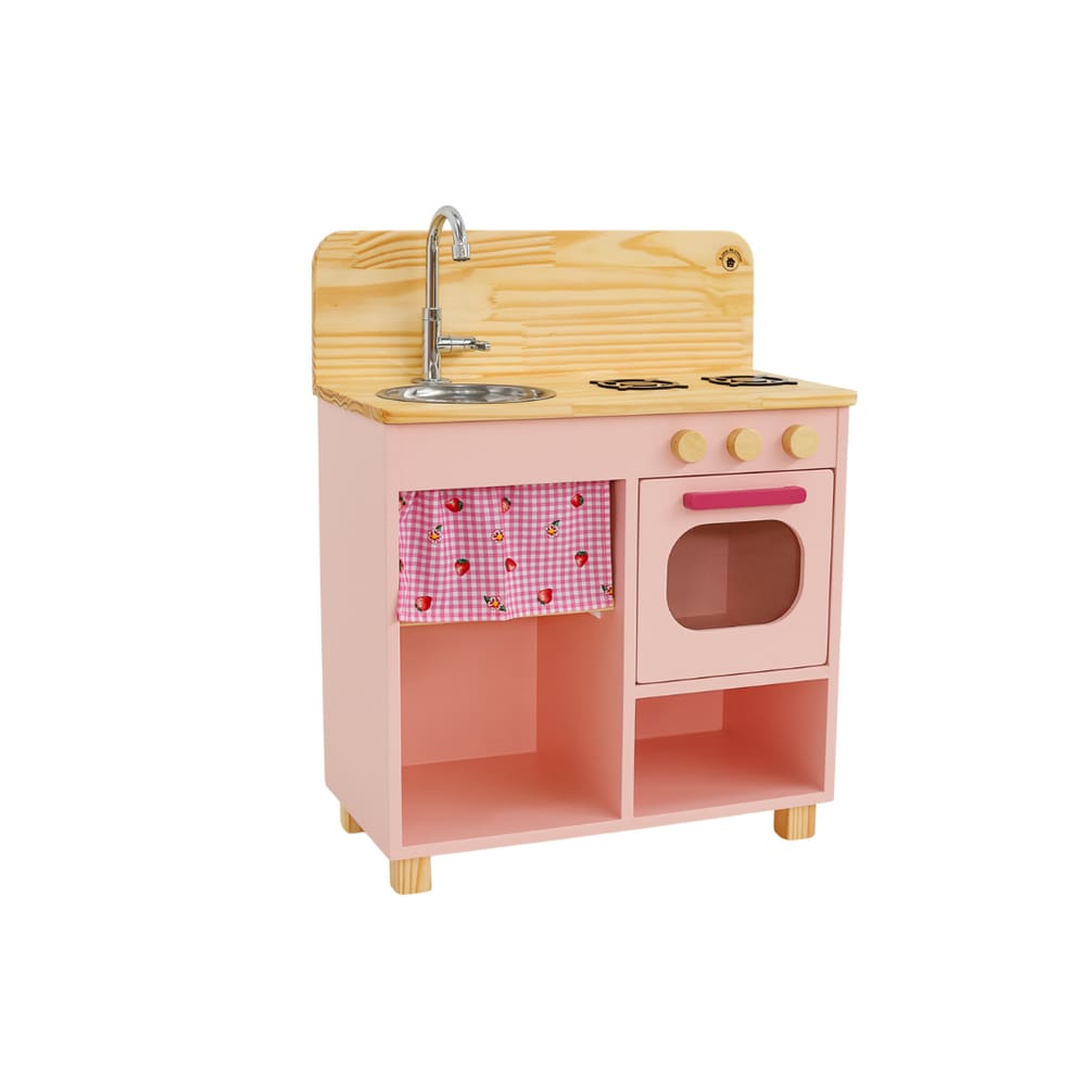 Mini cozinha compacta - Pia e Fogão - ROSA E NATURAL - A Casa da Criança