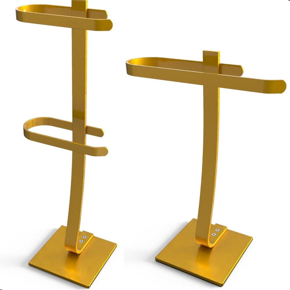 Porta Papel Higiênico De Chão E Toalha Lavabo Dourado.D