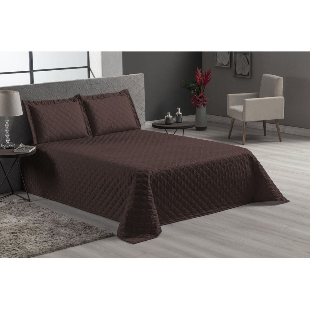 Kit Jogo De Cama Casal Padrão 4 Peças Veneza Marrom