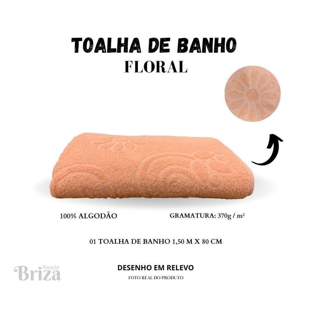 Toalha Banho Gigante Briza Banhão 0,80X1,50M Floral Salmão