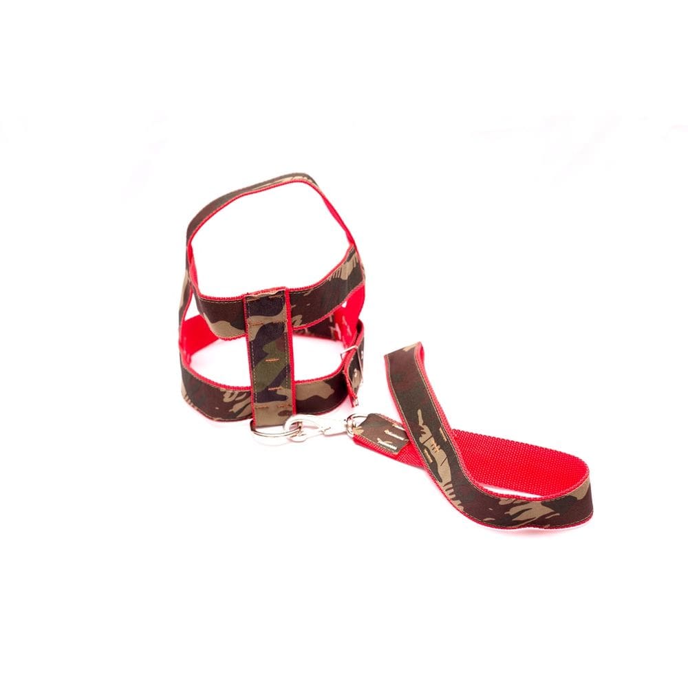 Kit Guia peitoral 40mm camuflado/vermelho tam 10 77cm-93cm